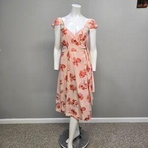 Hutch Midi Dress Women Small Petal Pink Floral True Wrap Romantic Fairy Ethereal